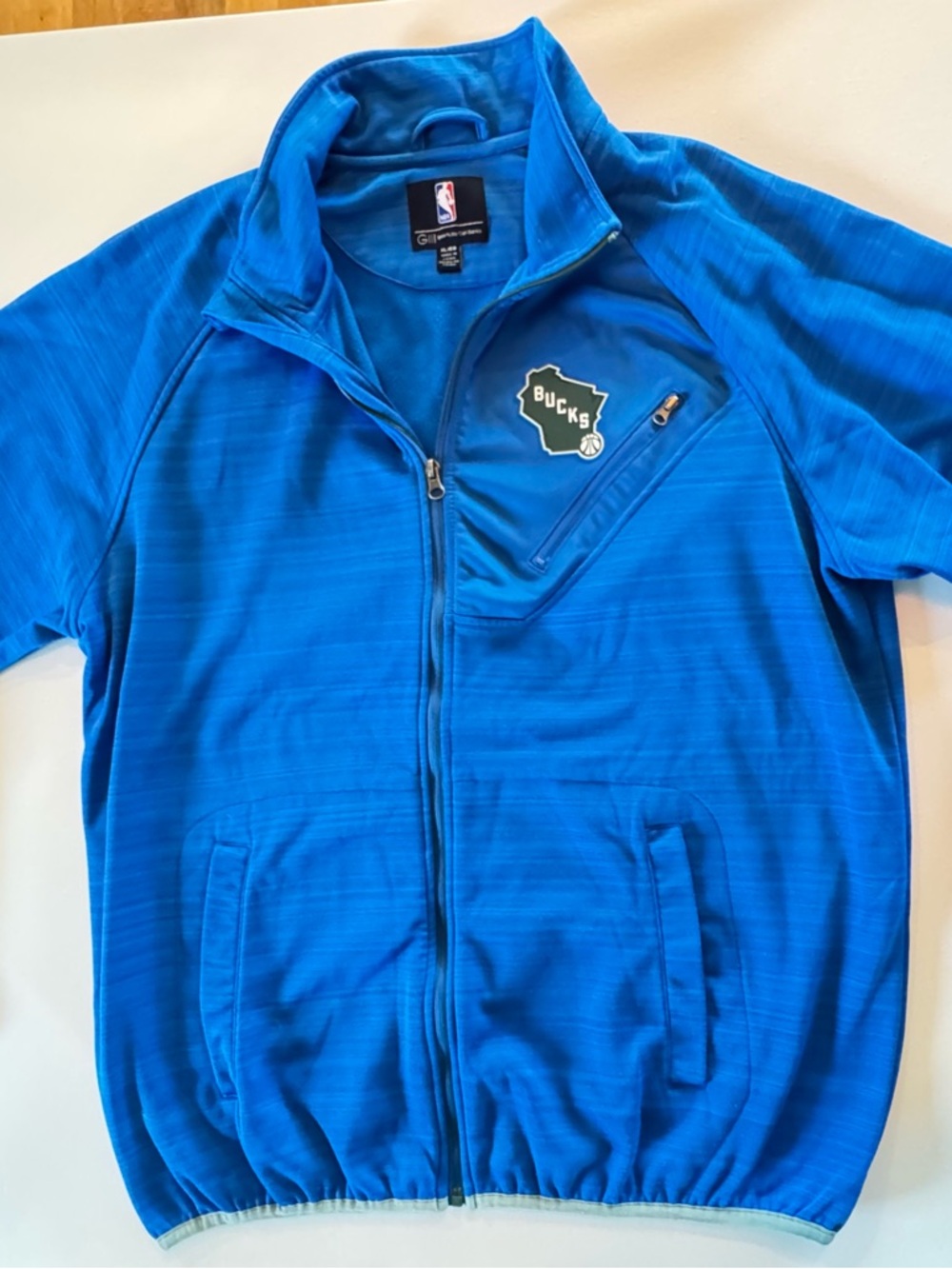 NBA Milwaukee Bucks Blue Full-Zip Jacket with Bucks Chest Patch